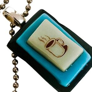 Coffee Cup Pendant Necklace  Art Glass